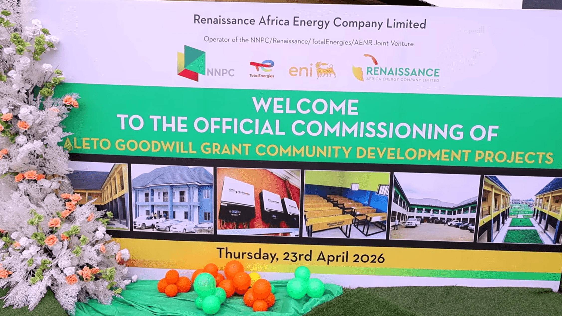 Aleto Goodwill Grant commissioning welcome banner