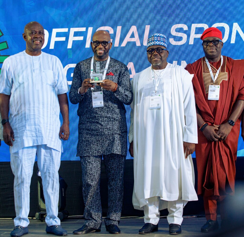 L-R: Minister of State for Petroleum Resources (Oil), Senator Heineken Lokpobiri; Managing Director/Chief Executive Officer, Renaissance Africa Energy Company Limited, Mr. Tony Attah; Renaissance Director and Chairman/CEO, Waltersmith Group, Alhaji Abdulrazaq Isa; and Renaissance Director and MD/CEO, Aradel Holdings, Mr. Adegbite Falade, receiving the award of Energy Deal of the Year presented to Renaissance at the ongoing Nigerian International Energy Summit in Abuja on Tuesday night.